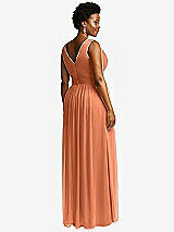 Rear View Thumbnail - Sweet Melon Sleeveless Draped Chiffon Maxi Dress with Front Slit