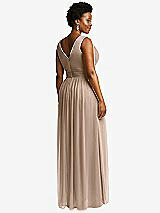 Rear View Thumbnail - Topaz Sleeveless Draped Chiffon Maxi Dress with Front Slit