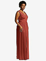 Alt View 1 Thumbnail - Amber Sunset Sleeveless Draped Chiffon Maxi Dress with Front Slit