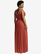 Rear View Thumbnail - Amber Sunset Sleeveless Draped Chiffon Maxi Dress with Front Slit