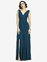 Alt View 3 Thumbnail - Atlantic Blue Sleeveless Draped Chiffon Maxi Dress with Front Slit