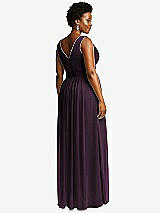 Rear View Thumbnail - Aubergine Sleeveless Draped Chiffon Maxi Dress with Front Slit
