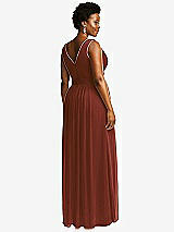 Rear View Thumbnail - Auburn Moon Sleeveless Draped Chiffon Maxi Dress with Front Slit