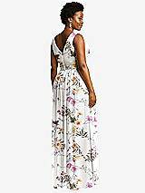 Rear View Thumbnail - Butterfly Botanica Ivory Sleeveless Draped Chiffon Maxi Dress with Front Slit