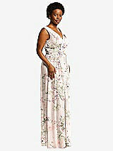 Alt View 1 Thumbnail - Blush Garden Sleeveless Draped Chiffon Maxi Dress with Front Slit