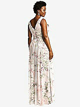 Rear View Thumbnail - Blush Garden Sleeveless Draped Chiffon Maxi Dress with Front Slit