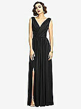 Alt View 3 Thumbnail - Black Sleeveless Draped Chiffon Maxi Dress with Front Slit