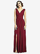 Alt View 3 Thumbnail - Burgundy Sleeveless Draped Chiffon Maxi Dress with Front Slit