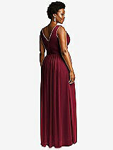 Rear View Thumbnail - Burgundy Sleeveless Draped Chiffon Maxi Dress with Front Slit
