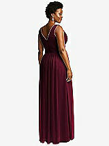 Rear View Thumbnail - Cabernet Sleeveless Draped Chiffon Maxi Dress with Front Slit
