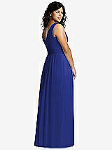 Alt View 2 Thumbnail - Cobalt Blue Sleeveless Draped Chiffon Maxi Dress with Front Slit