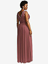 Rear View Thumbnail - English Rose Sleeveless Draped Chiffon Maxi Dress with Front Slit