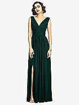 Alt View 3 Thumbnail - Evergreen Sleeveless Draped Chiffon Maxi Dress with Front Slit