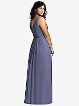 Alt View 2 Thumbnail - French Blue Sleeveless Draped Chiffon Maxi Dress with Front Slit