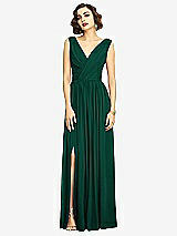 Alt View 3 Thumbnail - Hunter Green Sleeveless Draped Chiffon Maxi Dress with Front Slit