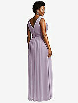 Rear View Thumbnail - Lilac Haze Sleeveless Draped Chiffon Maxi Dress with Front Slit
