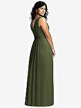 Alt View 2 Thumbnail - Olive Green Sleeveless Draped Chiffon Maxi Dress with Front Slit