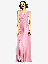 Alt View 3 Thumbnail - Peony Pink Sleeveless Draped Chiffon Maxi Dress with Front Slit