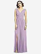 Alt View 3 Thumbnail - Pale Purple Sleeveless Draped Chiffon Maxi Dress with Front Slit