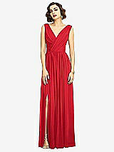 Alt View 3 Thumbnail - Parisian Red Sleeveless Draped Chiffon Maxi Dress with Front Slit
