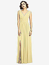 Alt View 3 Thumbnail - Pale Yellow Sleeveless Draped Chiffon Maxi Dress with Front Slit