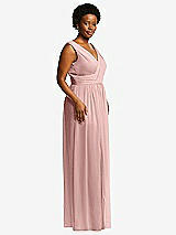 Alt View 1 Thumbnail - Rose - PANTONE Rose Quartz Sleeveless Draped Chiffon Maxi Dress with Front Slit