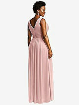Rear View Thumbnail - Rose - PANTONE Rose Quartz Sleeveless Draped Chiffon Maxi Dress with Front Slit