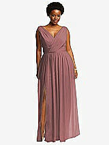 Front View Thumbnail - Rosewood Sleeveless Draped Chiffon Maxi Dress with Front Slit
