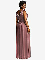 Rear View Thumbnail - Rosewood Sleeveless Draped Chiffon Maxi Dress with Front Slit
