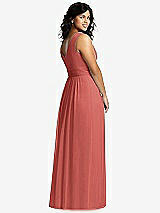 Alt View 2 Thumbnail - Coral Pink Sleeveless Draped Chiffon Maxi Dress with Front Slit