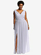 Front View Thumbnail - Silver Dove Sleeveless Draped Chiffon Maxi Dress with Front Slit