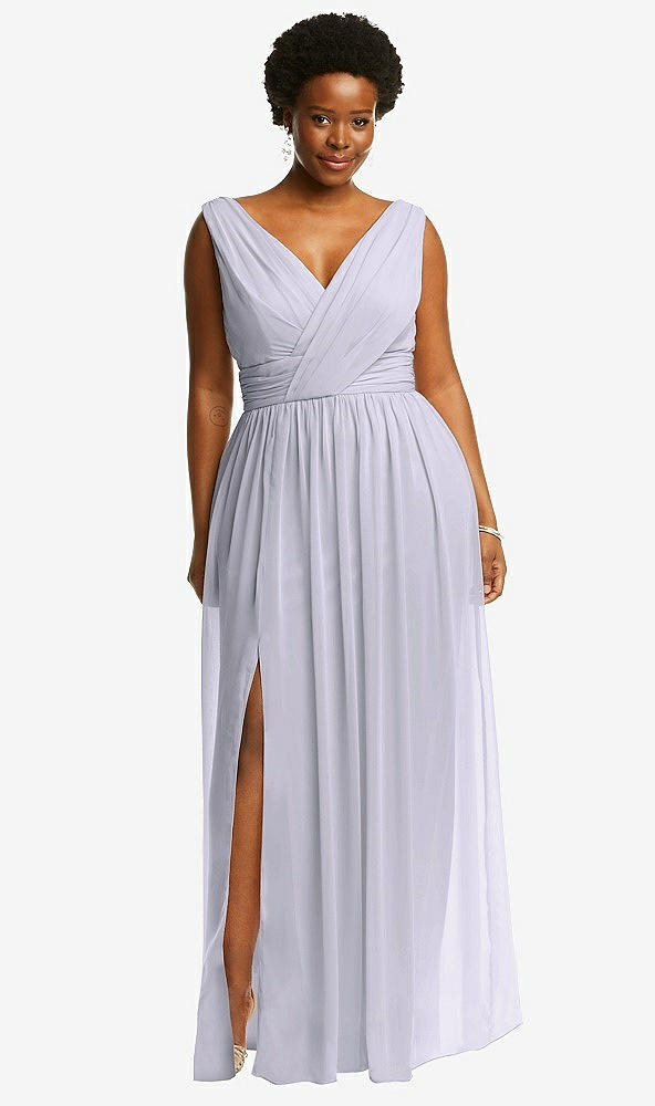 Front View - Silver Dove Sleeveless Draped Chiffon Maxi Dress with Front Slit