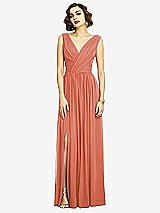 Alt View 3 Thumbnail - Terracotta Copper Sleeveless Draped Chiffon Maxi Dress with Front Slit