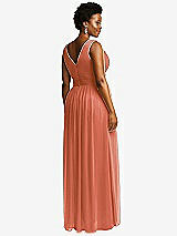 Rear View Thumbnail - Terracotta Copper Sleeveless Draped Chiffon Maxi Dress with Front Slit