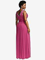 Rear View Thumbnail - Tea Rose Sleeveless Draped Chiffon Maxi Dress with Front Slit