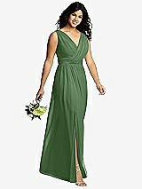 Alt View 4 Thumbnail - Vineyard Green Sleeveless Draped Chiffon Maxi Dress with Front Slit