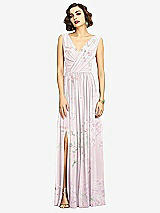 Alt View 3 Thumbnail - Watercolor Print Sleeveless Draped Chiffon Maxi Dress with Front Slit