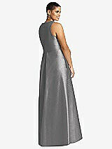 Rear View Thumbnail - Quarry Sleeveless Pleated Skirt Dupioni Dress with Pockets