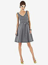 Alt View 1 Thumbnail - French Gray V-Neck Sleeveless Cocktail Length Dress