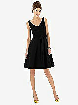 Alt View 1 Thumbnail - Black V-Neck Sleeveless Cocktail Length Dress