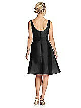 Rear View Thumbnail - Black V-Neck Sleeveless Cocktail Length Dress