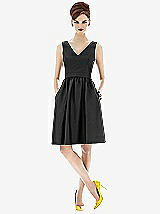 Front View Thumbnail - Black Sleeveless Natural Wais Cocktail Length Dress