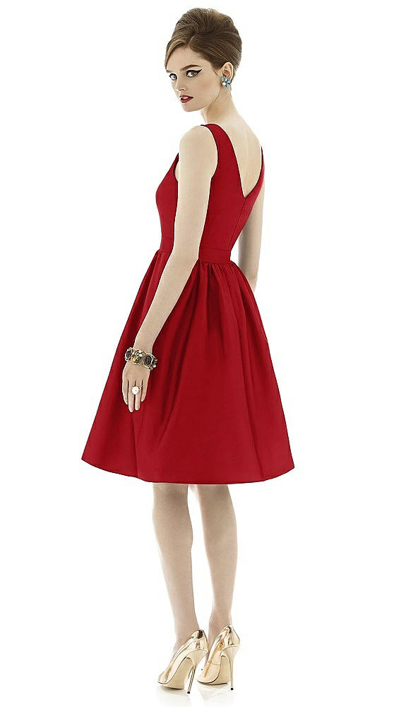Back View - Garnet Sleeveless Natural Wais Cocktail Length Dress