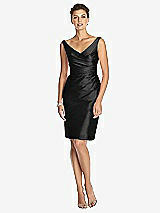 Front View Thumbnail - Black Cocktail V-Neck Fitted Sleeveless Dress
