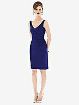Alt View 1 Thumbnail - Electric Blue Cocktail V-Neck Fitted Sleeveless Dress