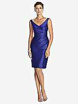Front View Thumbnail - Electric Blue Cocktail V-Neck Fitted Sleeveless Dress