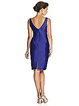 Rear View Thumbnail - Electric Blue Cocktail V-Neck Fitted Sleeveless Dress