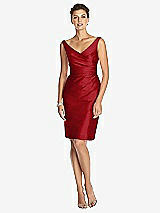 Front View Thumbnail - Garnet Cocktail V-Neck Fitted Sleeveless Dress