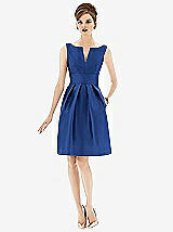 Front View Thumbnail - Classic Blue Alfred Sung Bridesmaid Dress D654