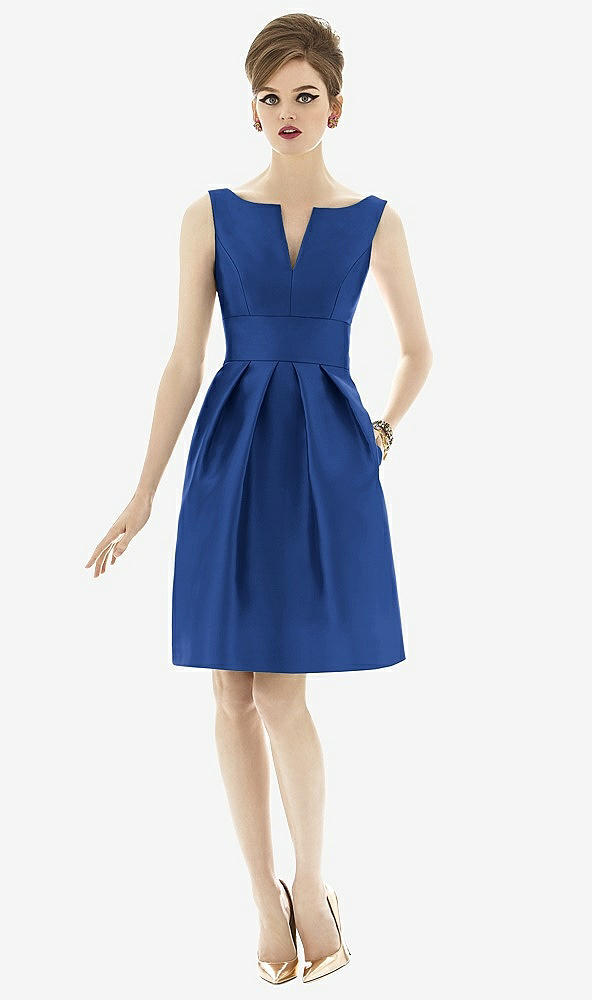 Front View - Classic Blue Alfred Sung Bridesmaid Dress D654